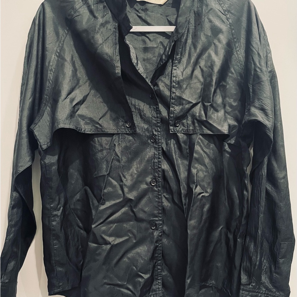 Diane Von Furstenberg Vintage Black Button Up Blouse Medium